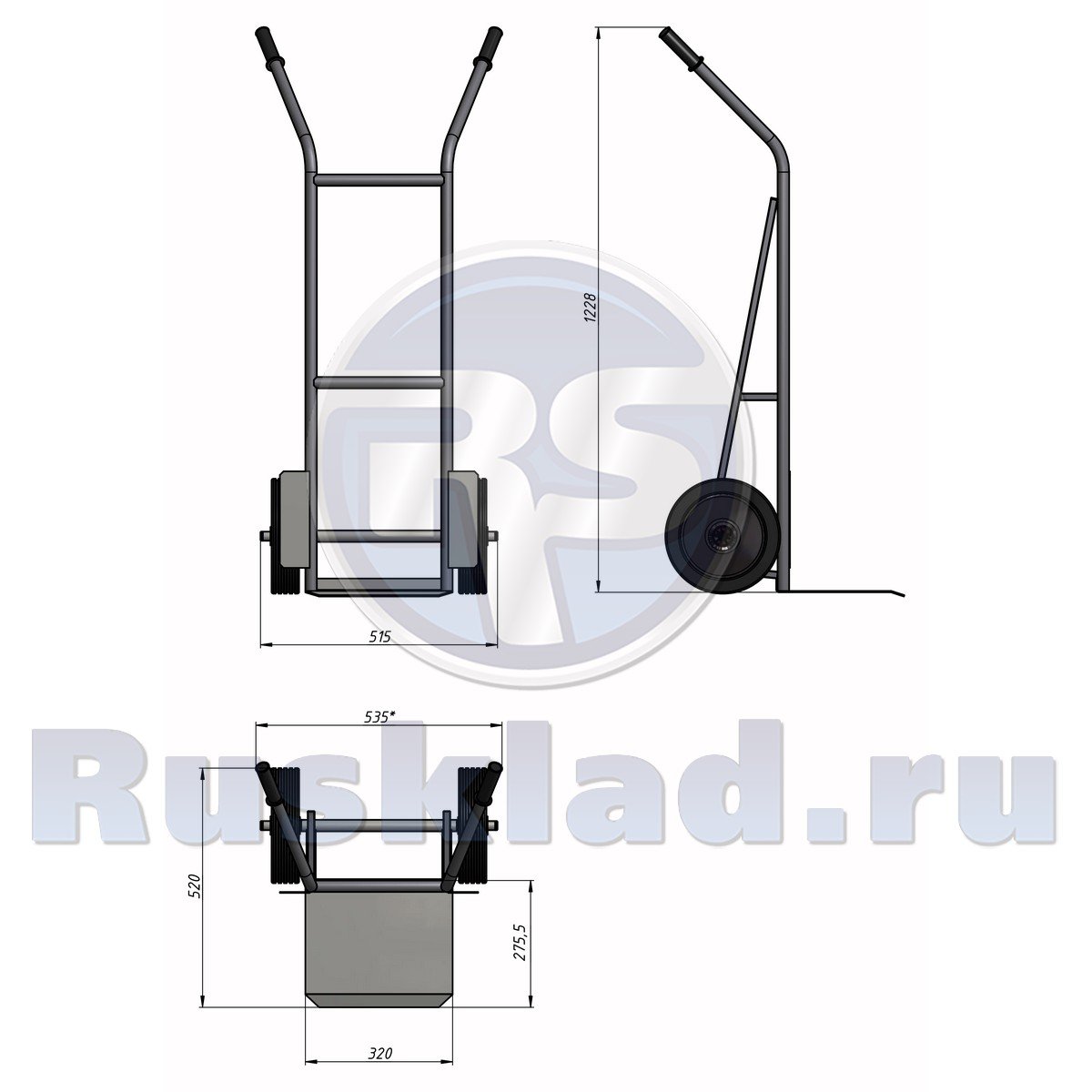 Тележка грузовая двухколесная КГ 200. (г/п 200 кг) 1230х515х520 Тележка грузовая двухколесная КГ 200. (г/п 200 кг) 1230х515х520